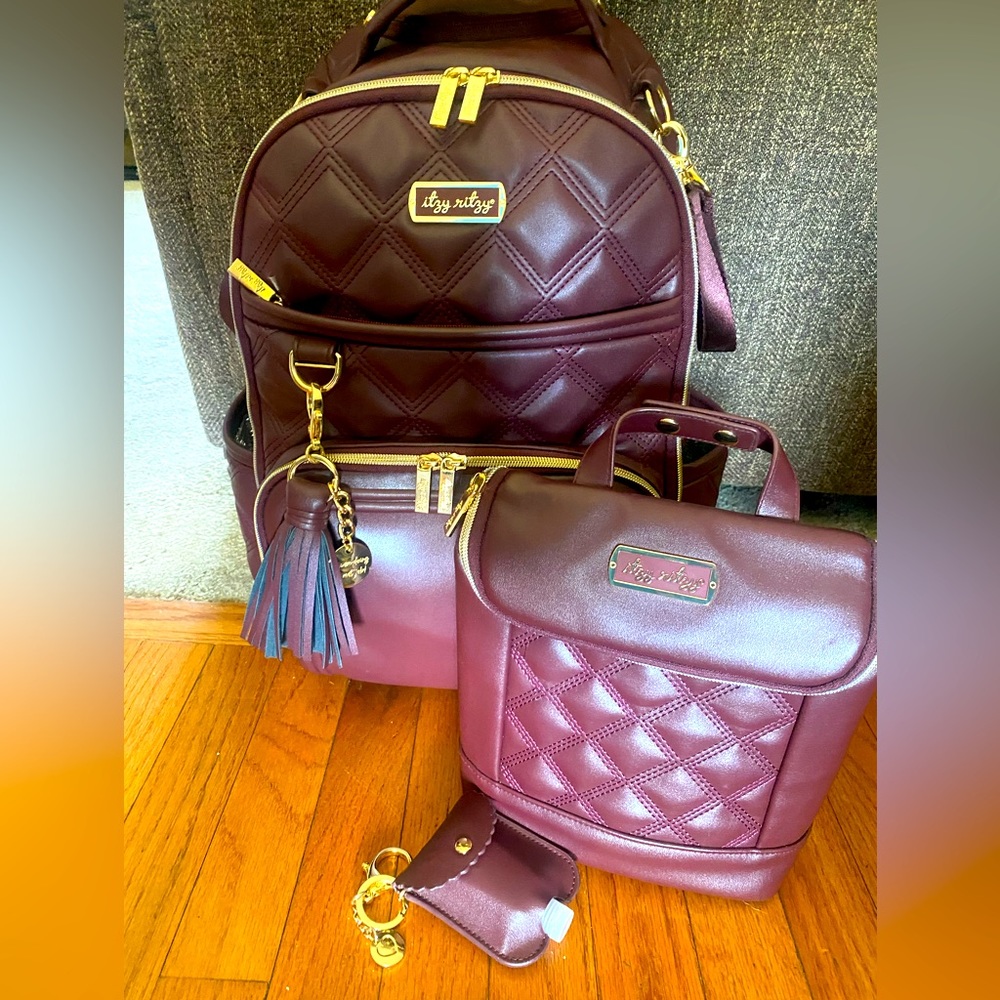 NWOT!Itzy Ritzy Boss + Diaper Bag Backpack,Bottle Bag&Hand Sanitizer Holder